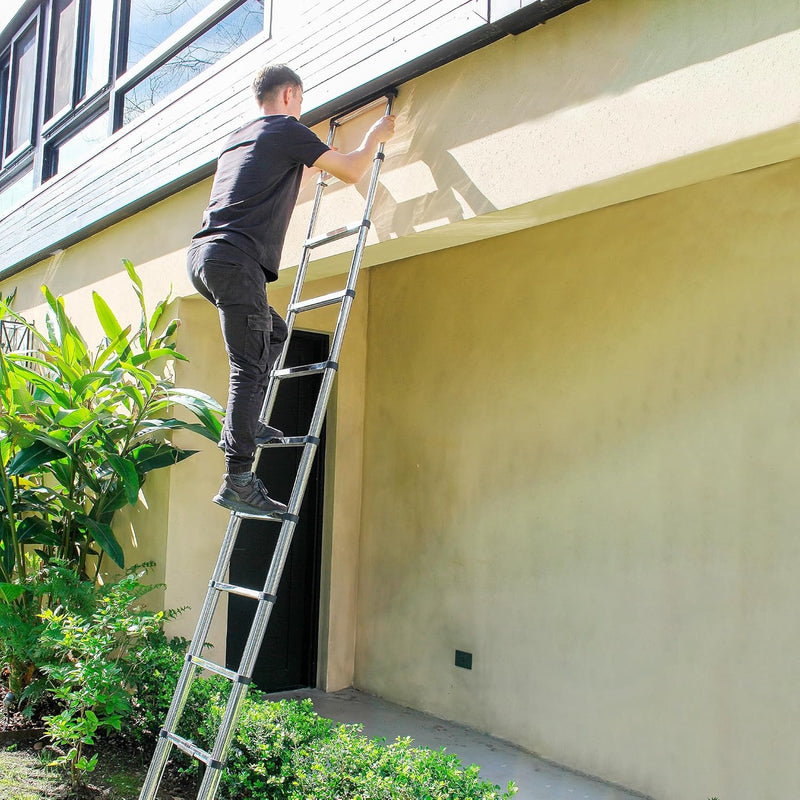 Escada Extensiva Telescopia De Alumínio De 3.8 Metros Cor Amarelo