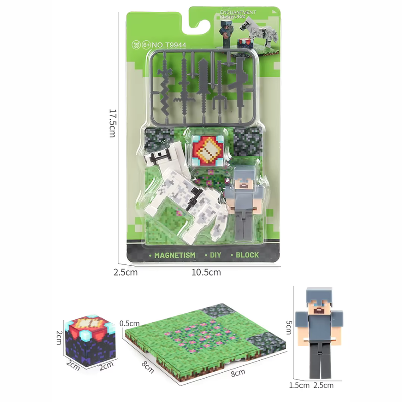 Blocos Magnéticos Colecionáveis Infantil estilo Minecraft – Conjunto de Montagem Educativo