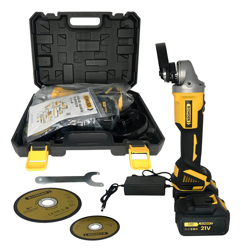 Lixadeira Esmerilhadeira 2 Baterias Angular Recarregável 21v Com Maleta e Acessórios