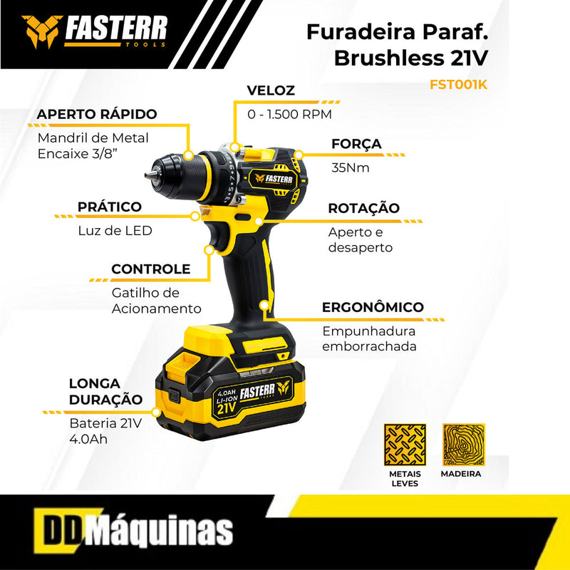 Kit Multi Ferramentas A Bateria 4 Em 1 Brushless - Faster