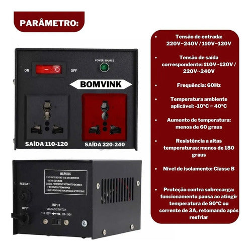 Transformador De Voltagem 5000va 220v/110v Bivolt
