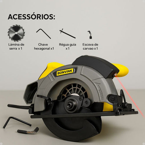 Serra Circular Elétrica C Guia Laser Madeira Ferro Azulejos