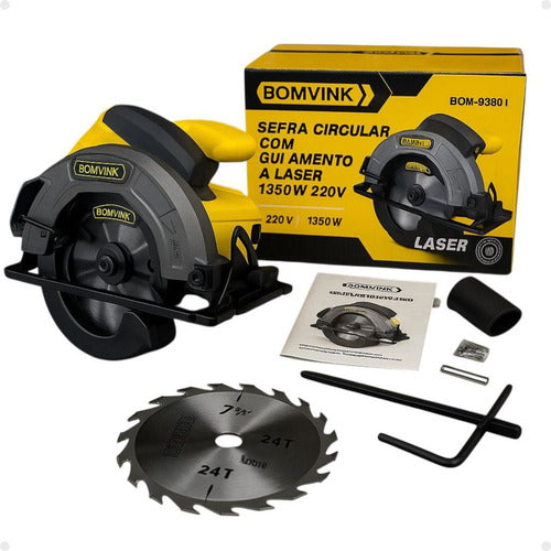 Serra Circular Elétrica C Guia Laser Madeira Ferro Azulejos