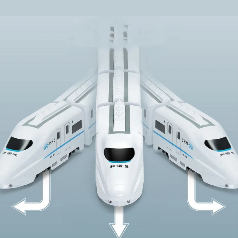 Trem Elétrico de Brinquedo Infantil com Luz e Som – Modelo de Alta Velocidade com 4 Vagões Educativo para Meninos e Meninas