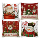 Kit 4 Capas de Almofadas Decorativas 45x45cm Feliz Natal