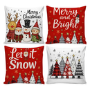 Kit 4 Capas de Almofadas Decorativas 45x45cm Feliz Natal