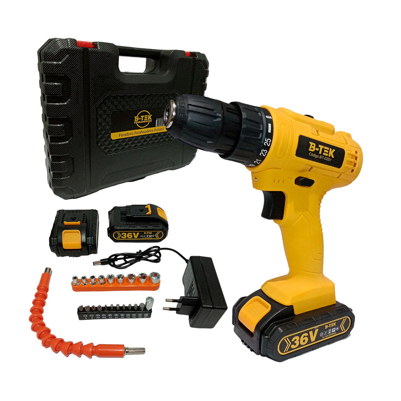 Furadeira Parafusadeira Sem Fio 36V B-TEK
